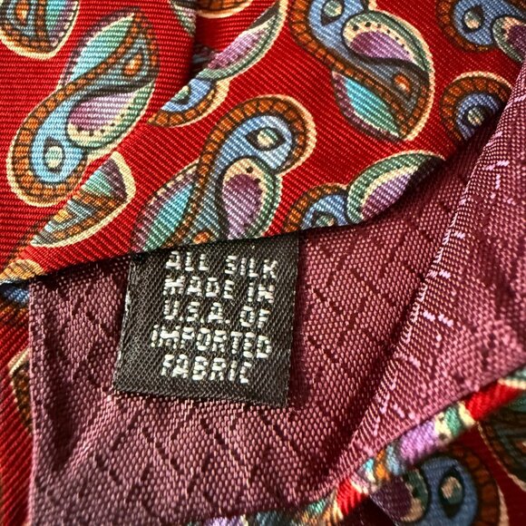 Vintage Christian Dior Monsieur Red Paisley All Silk Tie Made In USA 3.5 x 58 - Picture 3 of 12